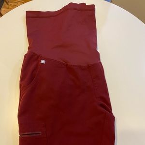 One pair of size large burgundy maternity FIGS joggers